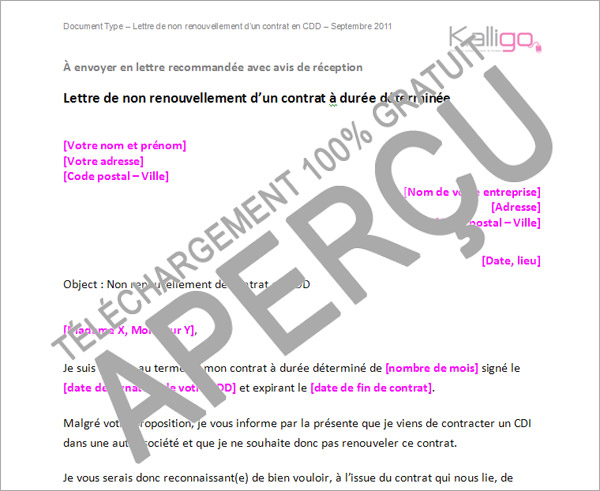 contrat cdd modele