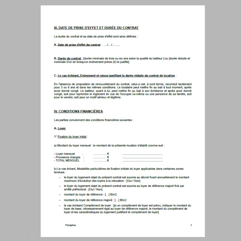 contrat de location format word