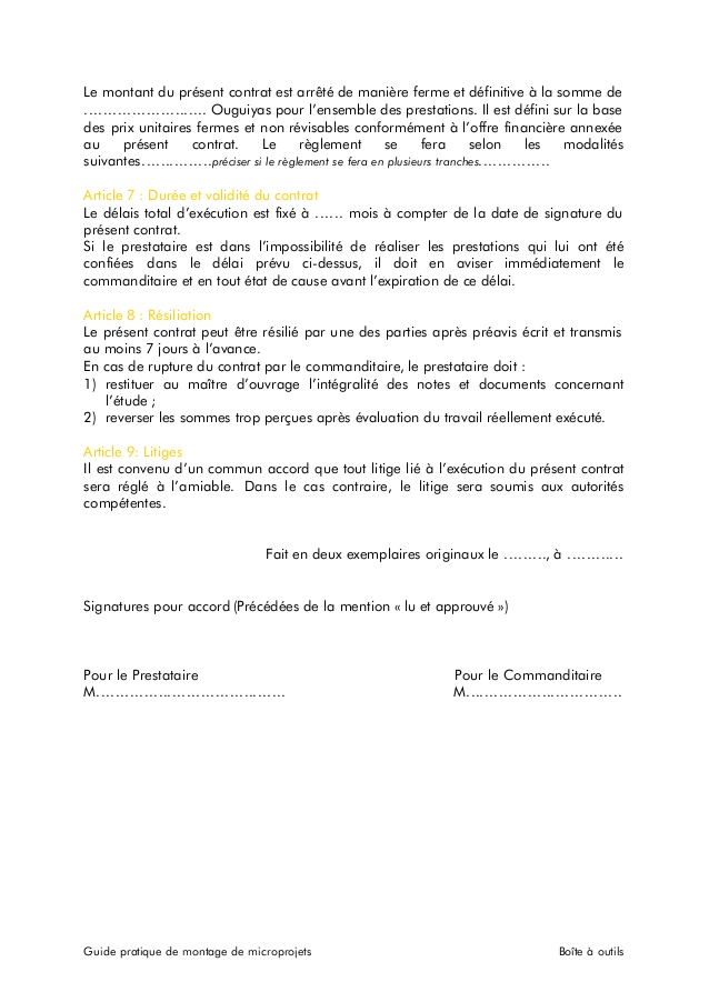 contrat de service gratuit