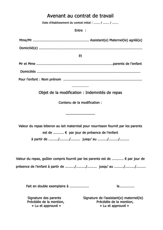 contrat nourrice agree a imprimer