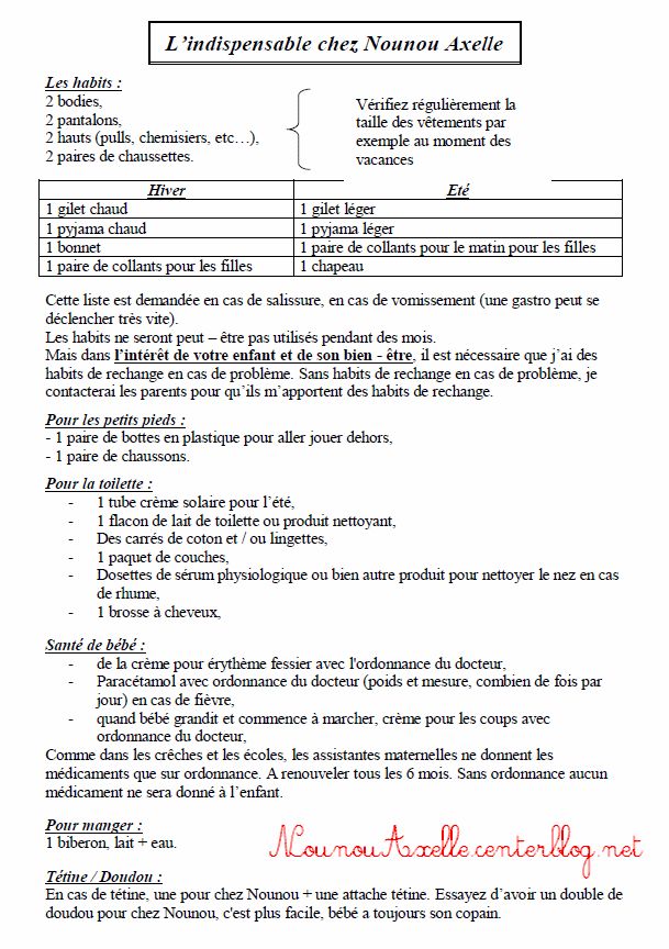contrat nourrice agree a imprimer