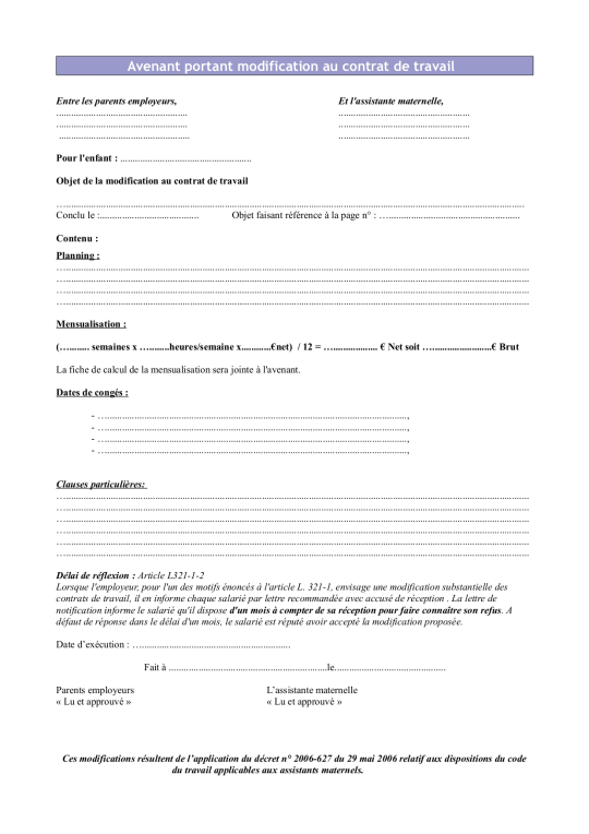 contrat nourrice agree