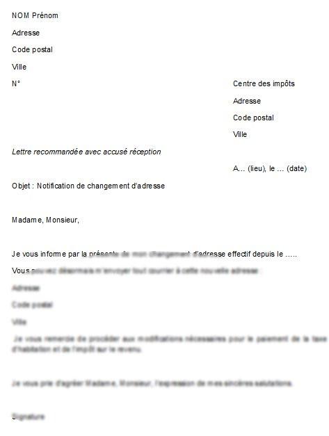 courier changement d adresse