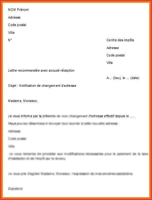 courrier changement d'adresse