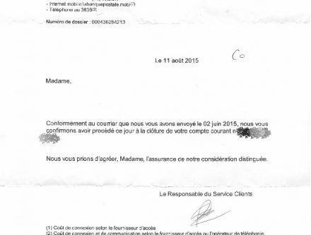 courrier cloture de compte