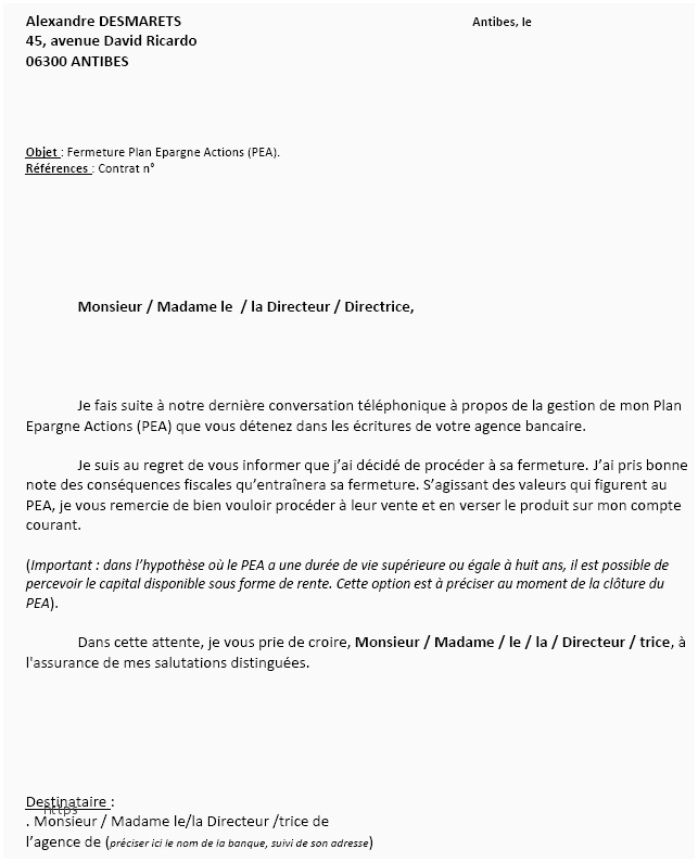 courrier cloture pel