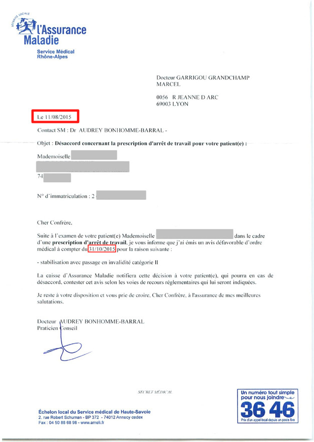 courrier contestation cpam