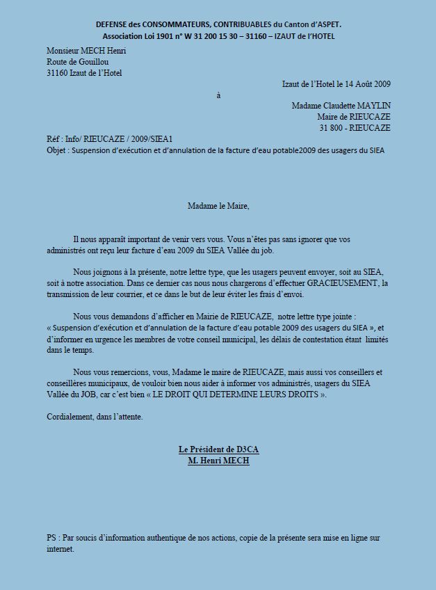 courrier contestation facture