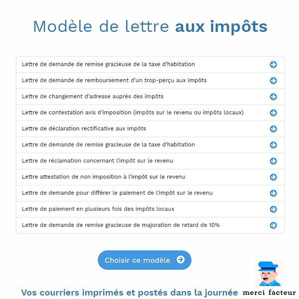 courrier contestation impot revenu