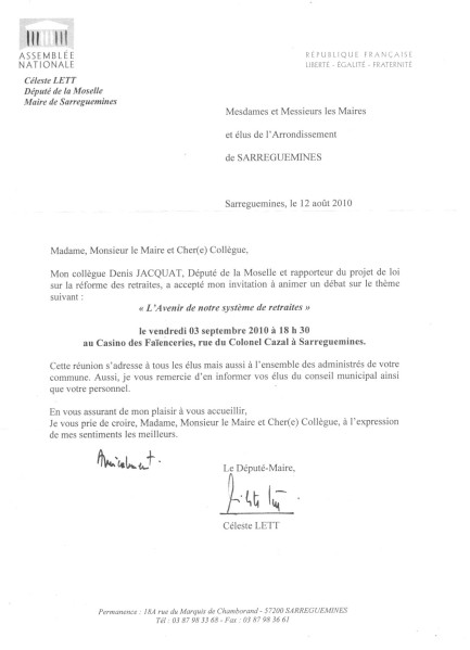 courrier d'invitation au maire