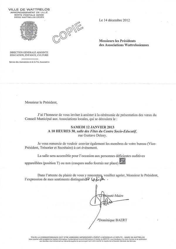 courrier d'invitation au maire