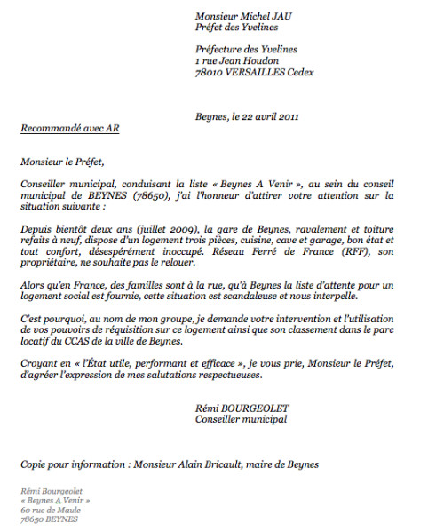 courrier demande de logement