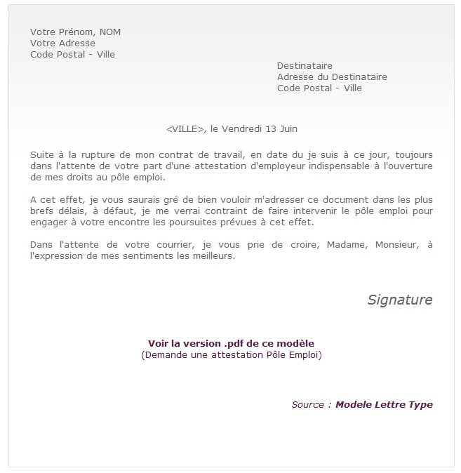 courrier employeur grossesse