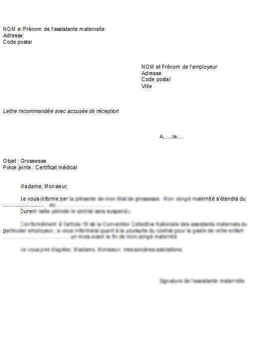 courrier employeur grossesse