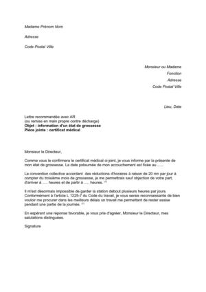 courrier employeur grossesse