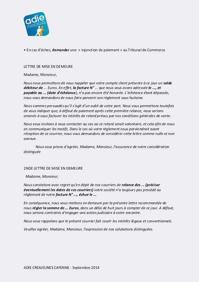 courrier facture a payer