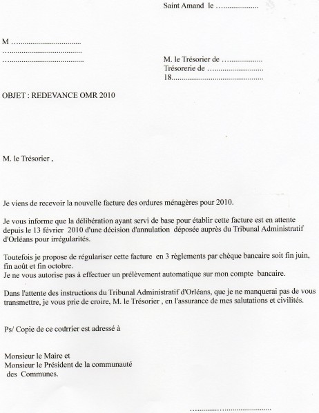 courrier facture a payer