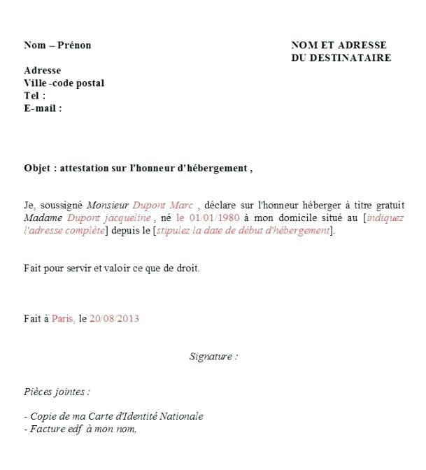 courrier hebergement