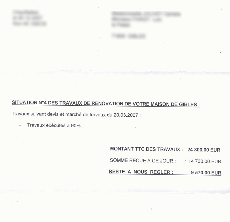 courrier litige travaux