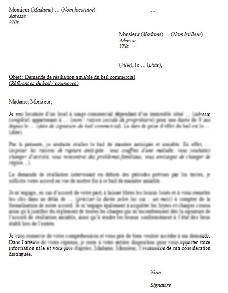 courrier pour arreter un abonnement