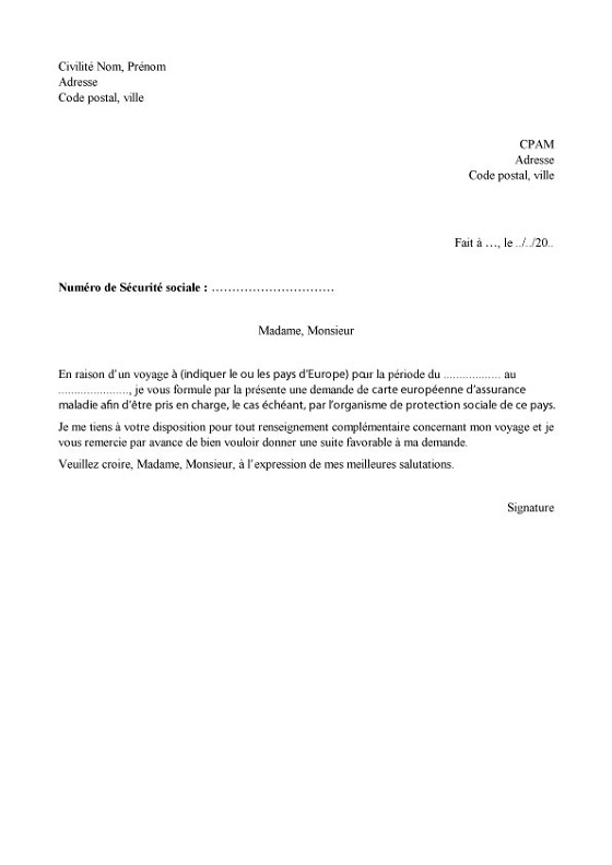 courrier pour assurance