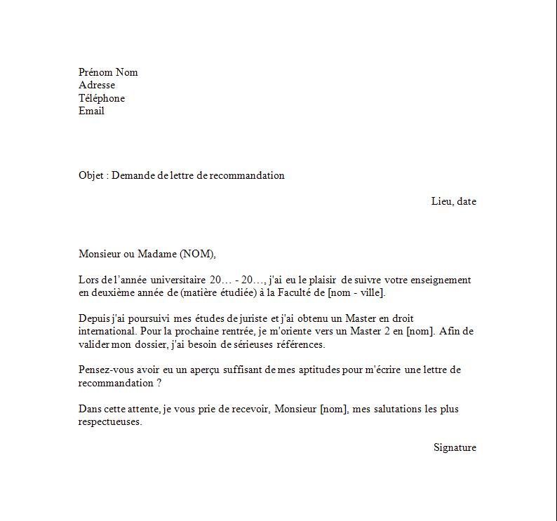 courrier pour demande