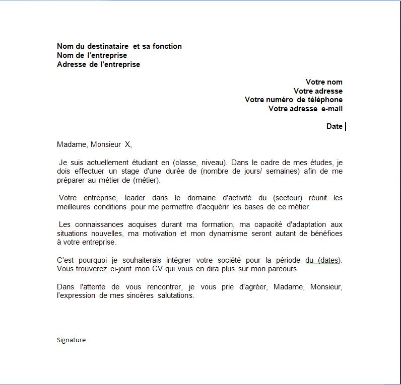 courrier pour demande