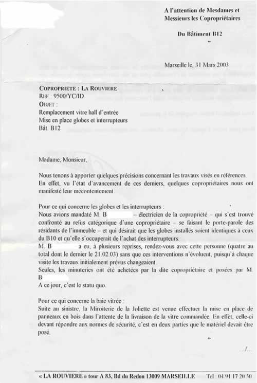 courrier pour nuisance voisinage