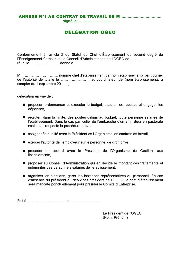 courrier pouvoir de representation