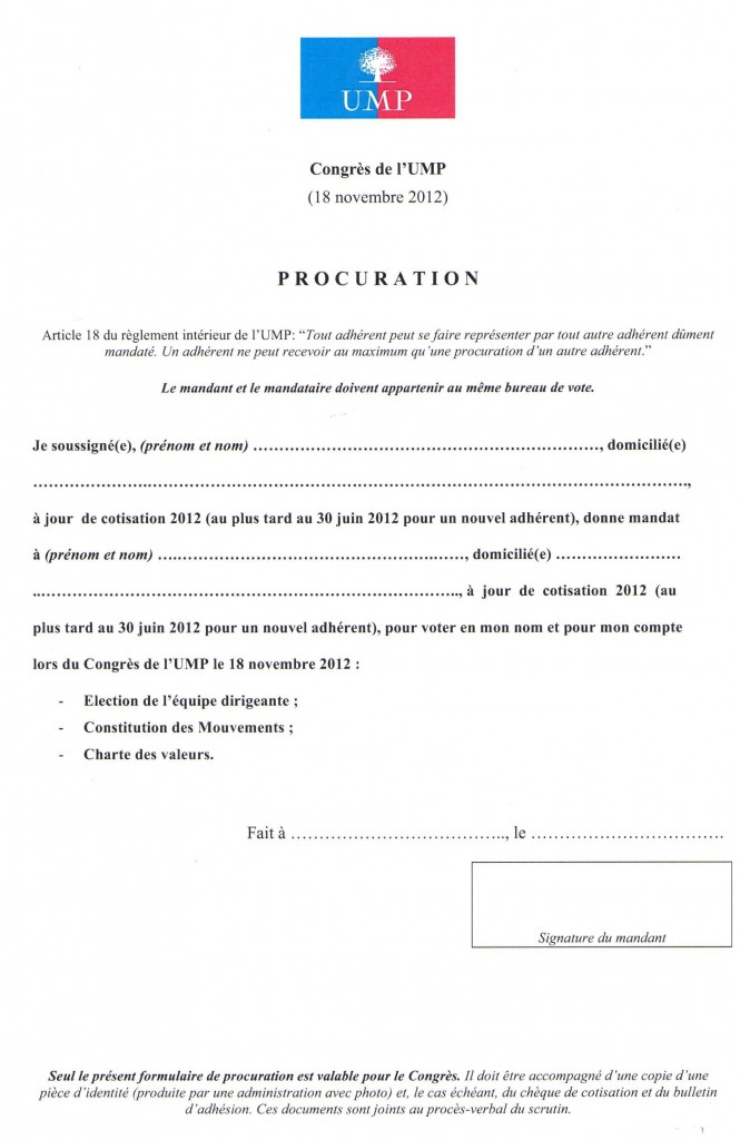 courrier pouvoir de representation