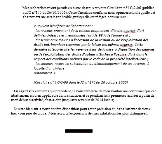 courrier reclamation impot revenu