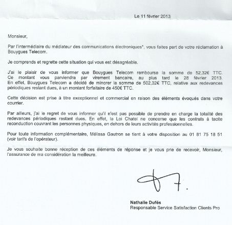 courrier resiliation bouygues