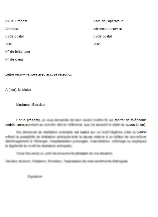 courrier rupture contrat assurance