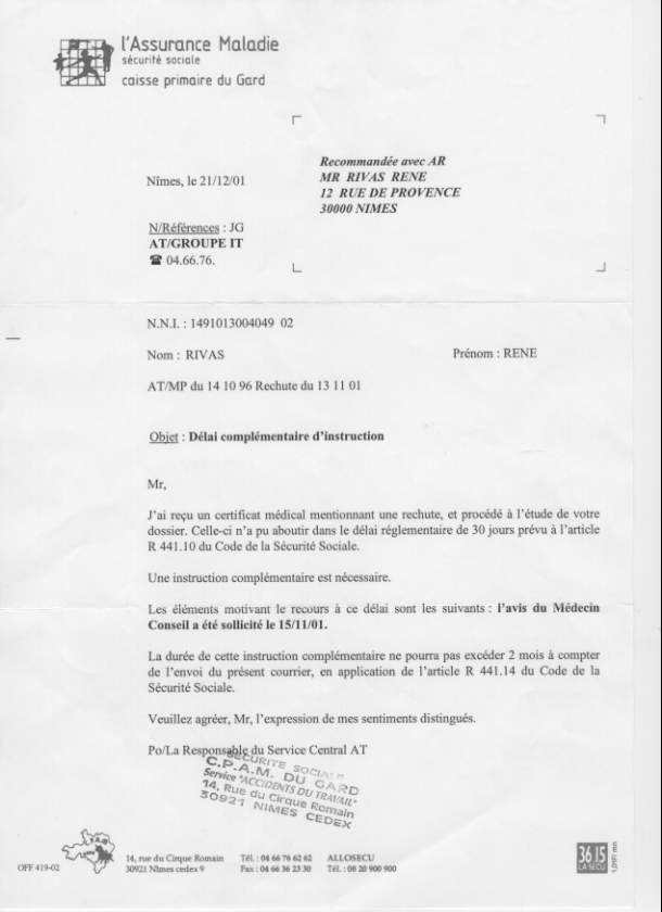 courrier securite sociale