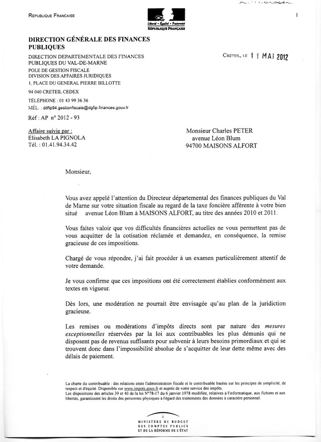 courrier tresor public