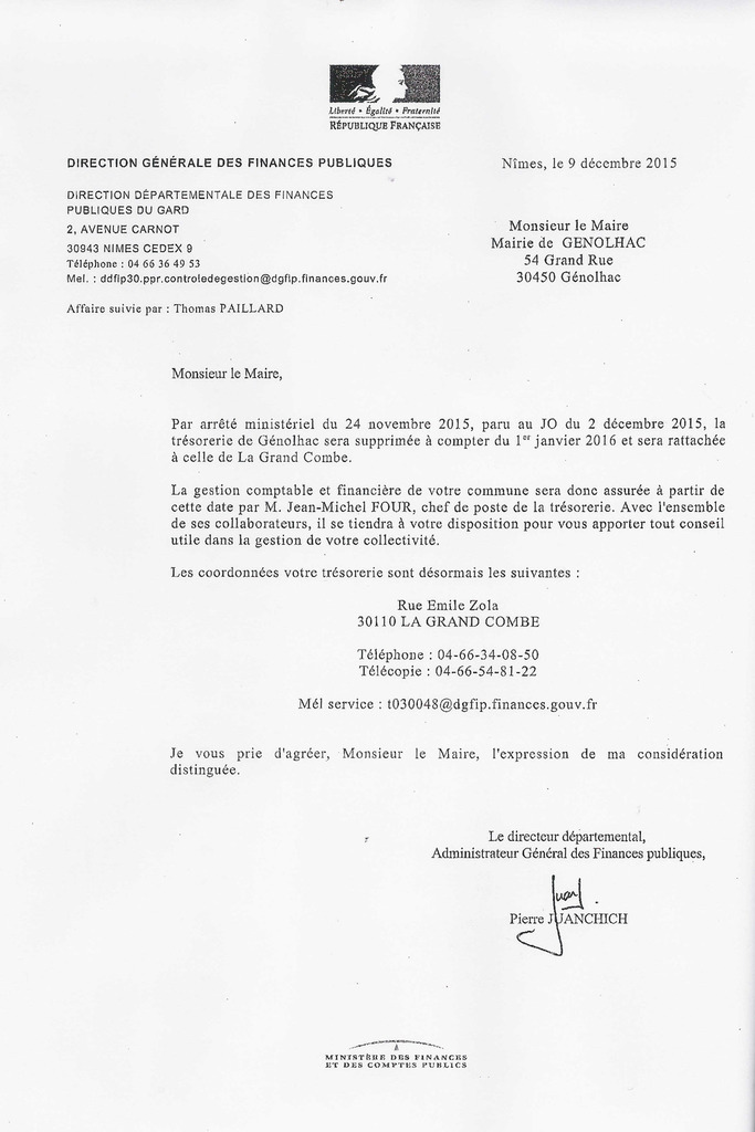 courrier tresor public