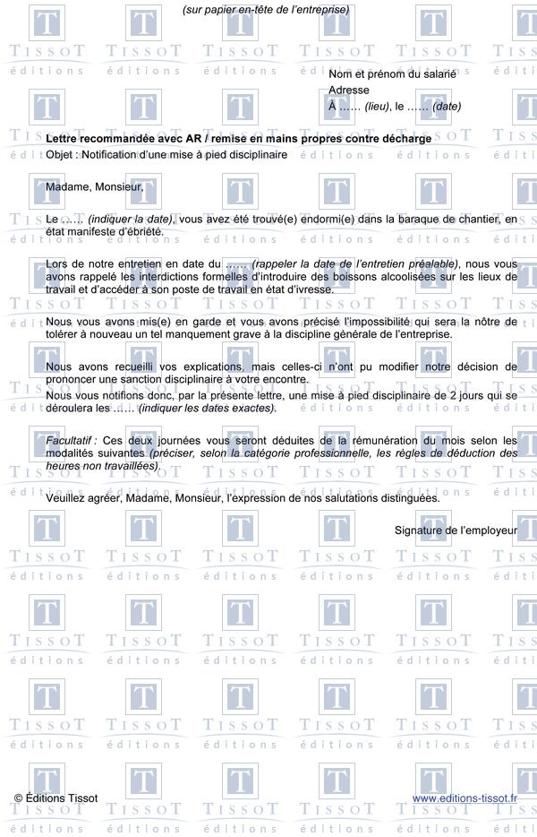 courrier type avertissement