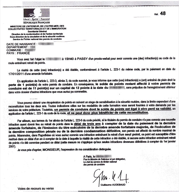 courrier type avertissement