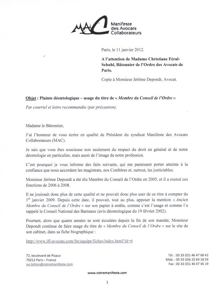 courrier type avertissement