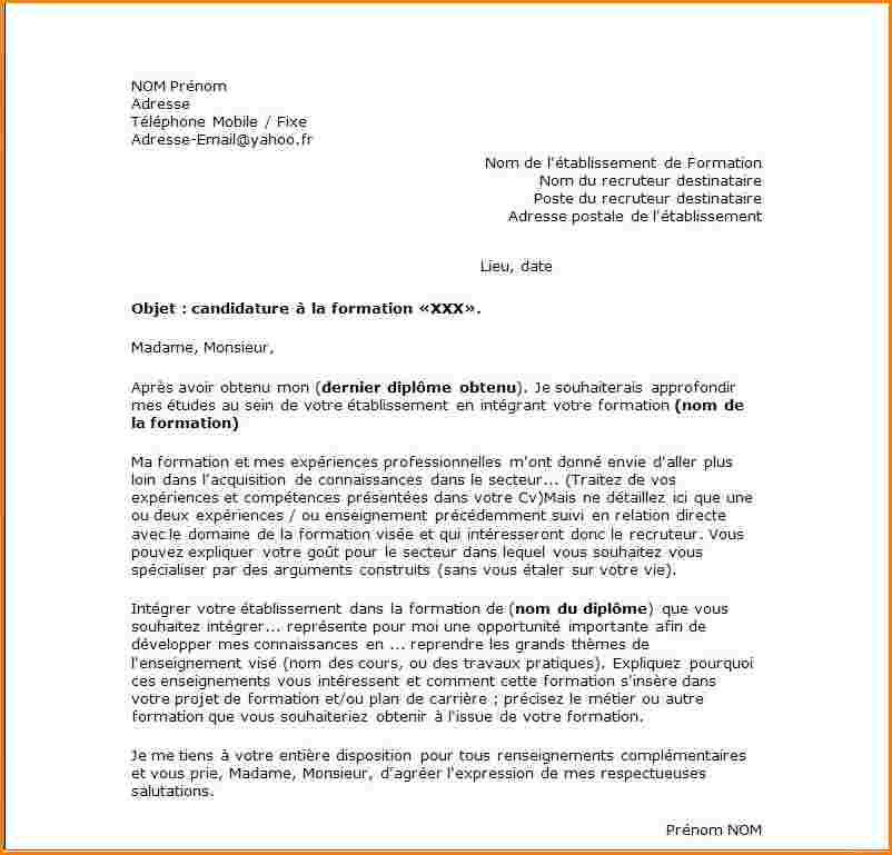 courrier type avertissement