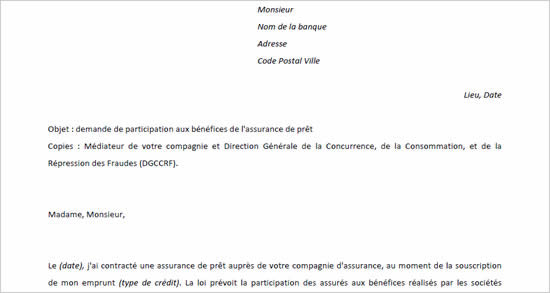 courrier type banque