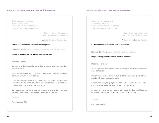 courrier type changement de rib