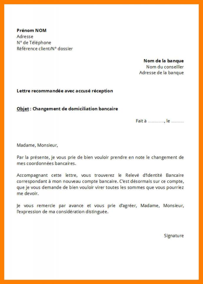 courrier type changement de rib