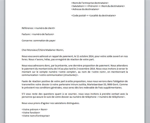 courrier type mutation