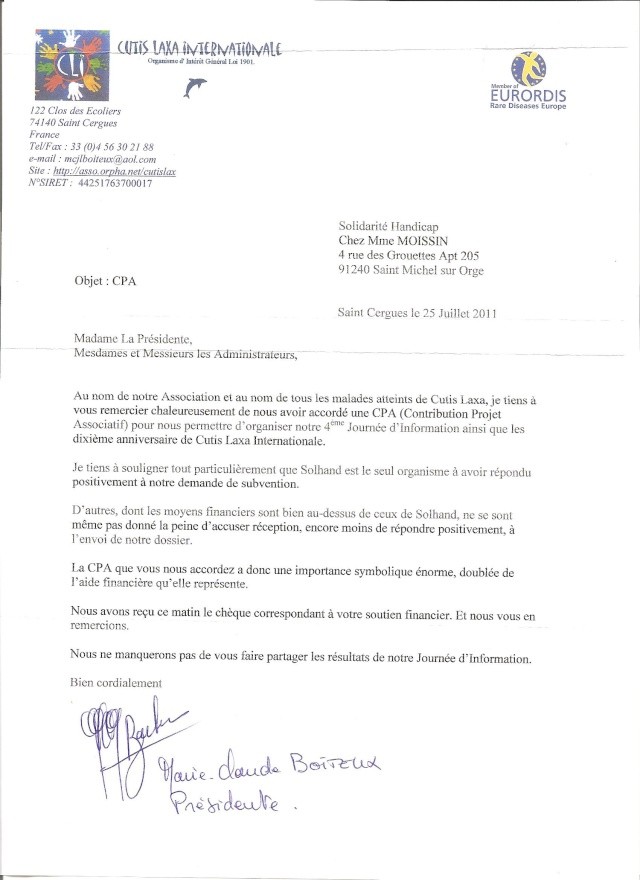 courrier type remerciement