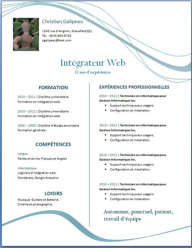 curriculum vitae a telecharger gratuitement