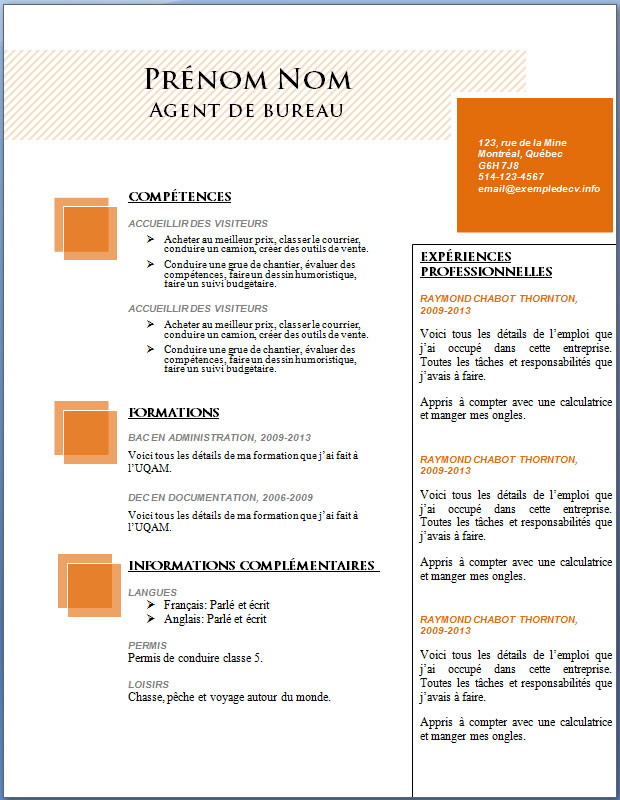 curriculum vitae a telecharger gratuitement