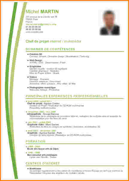 curriculum vitae a telecharger