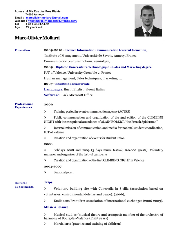curriculum vitae pdf gratuit