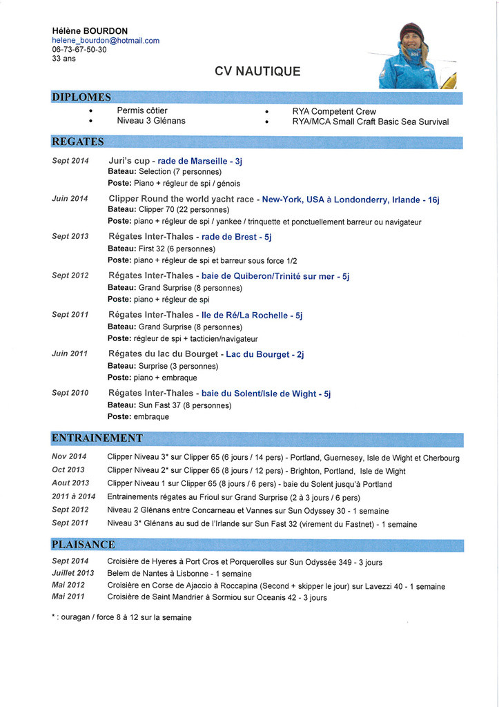 curriculum vitae pour master